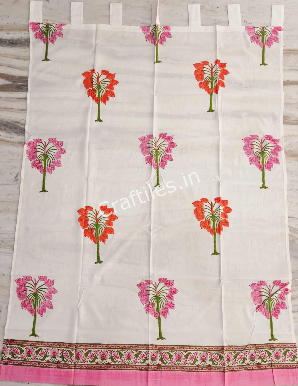 Craftiles® - CT1024 Green Handblock Printed Cotton Curtain by Jaipur Dharohar - Image 3