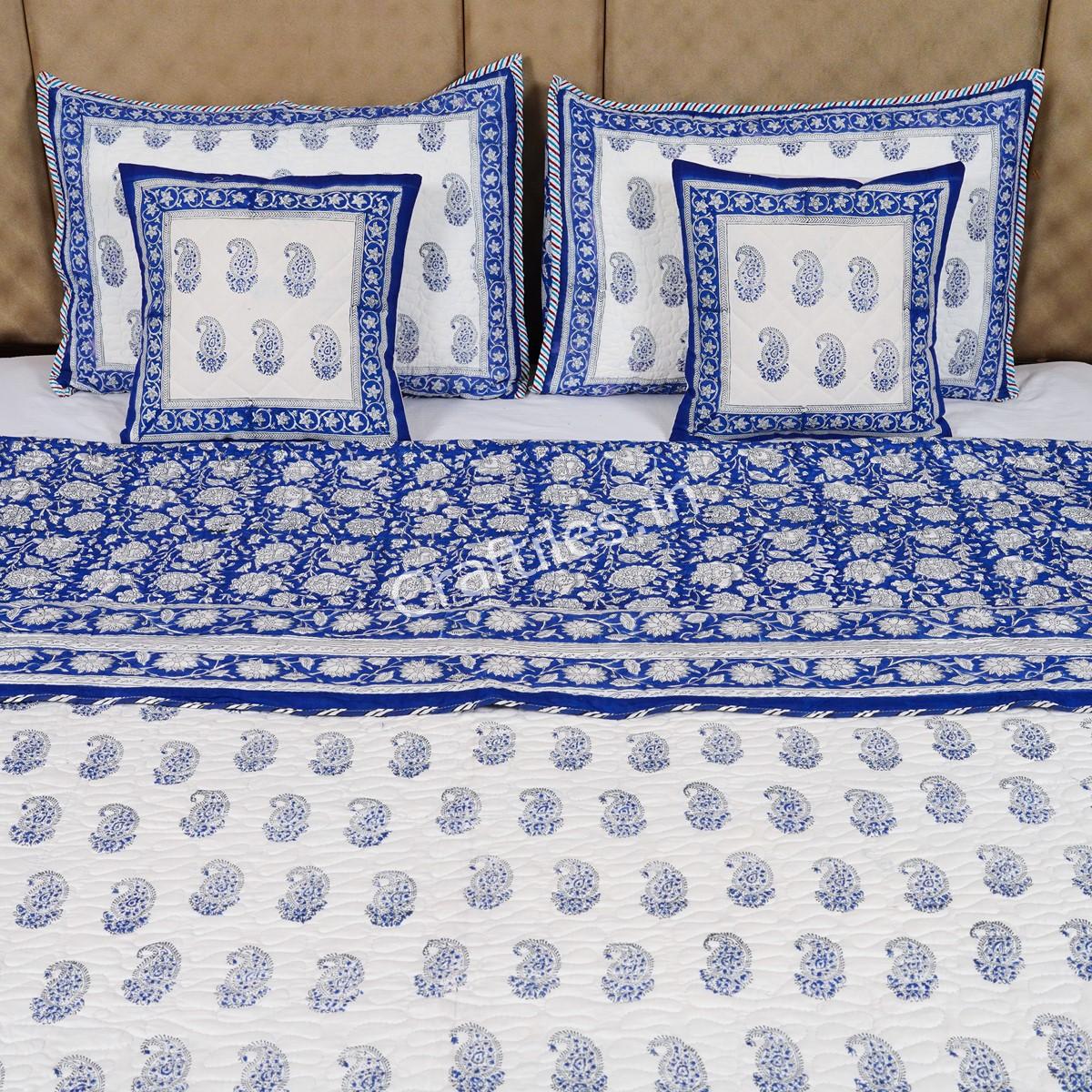 Craftiles - CF1056 Carry Jaipuri Handblock Printed Reversible Comforter by Jaipurdharohar - AC Quilt | Comforter | Bedcover | Gudarie - Blue