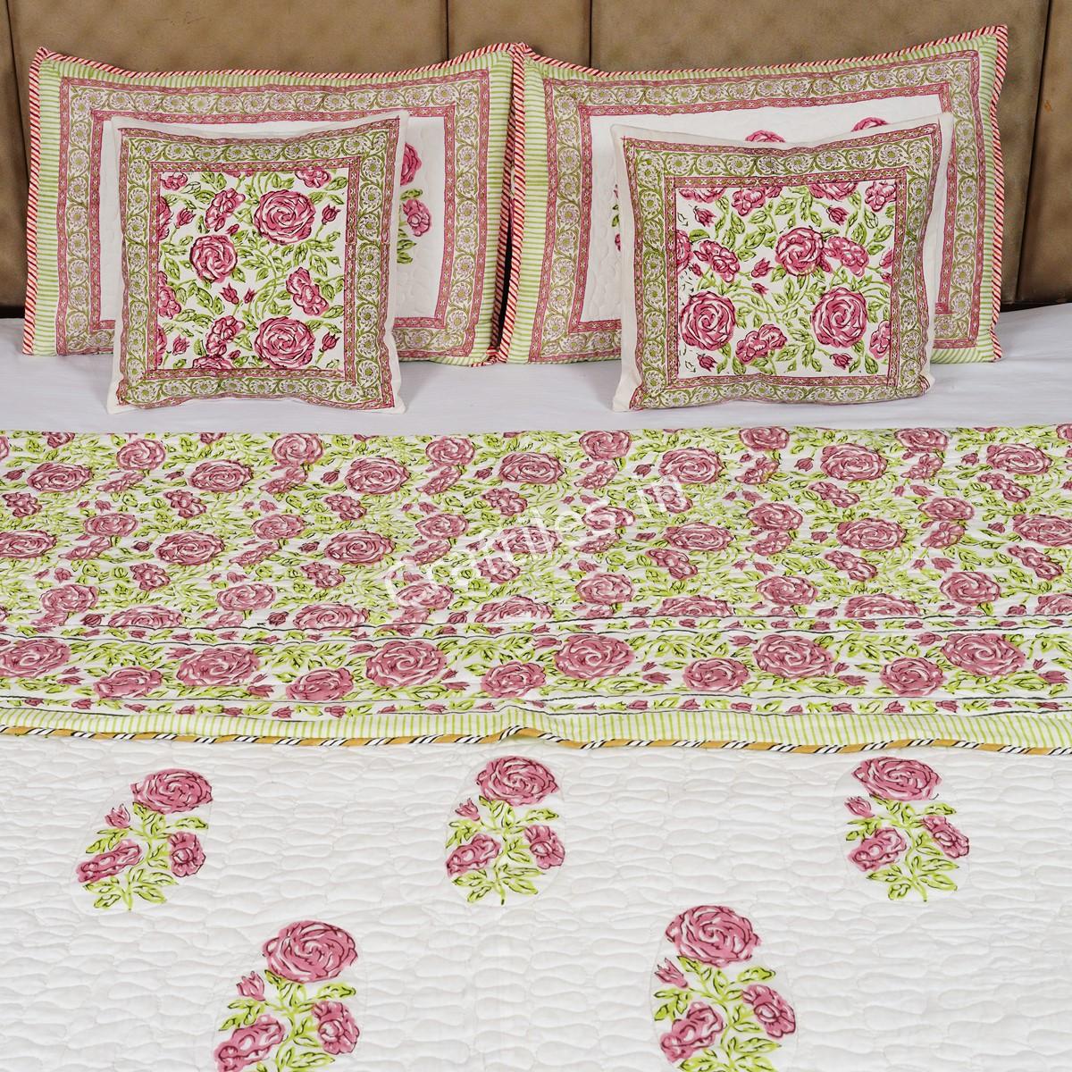 Craftiles - Gulab Jaipuri Handblock Printed Reversible Comforter by Jaipurdharohar - AC Quilt | Comforter | Bedcover | Gudarie - Red - Image 2