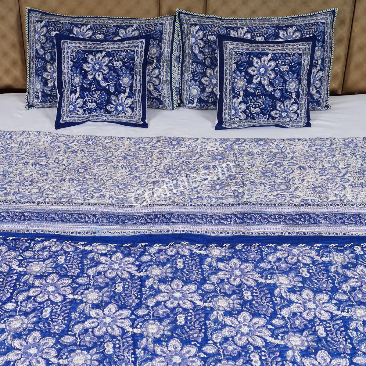 Craftiles - Indigo Jaipuri Handblock Printed Reversible Comforter by Jaipurdharohar - AC Quilt | Comforter | Bedcover | Gudarie - Blue - Image 2
