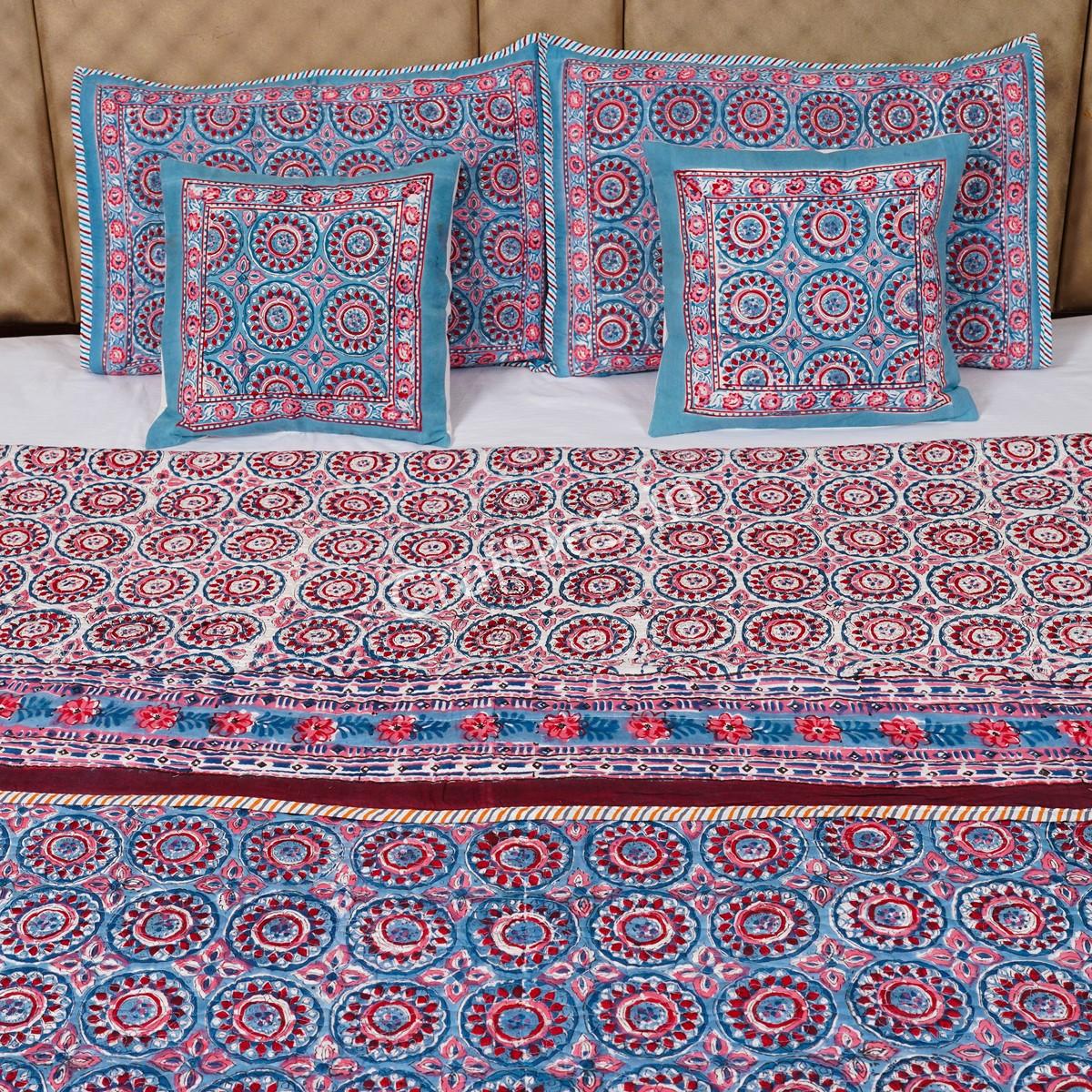 Craftiles - Chakri Jaipuri Handblock Printed Reversible Comforter by Jaipurdharohar - AC Quilt | Comforter | Bedcover | Gudarie - Blue - Image 2