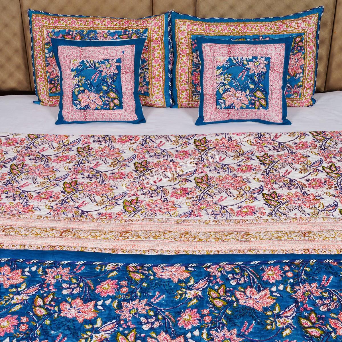 Craftiles - Ratna Jaipuri Handblock Printed Reversible Comforter by Jaipurdharohar - AC Quilt | Comforter | Bedcover | Gudarie - Blue - Image 2