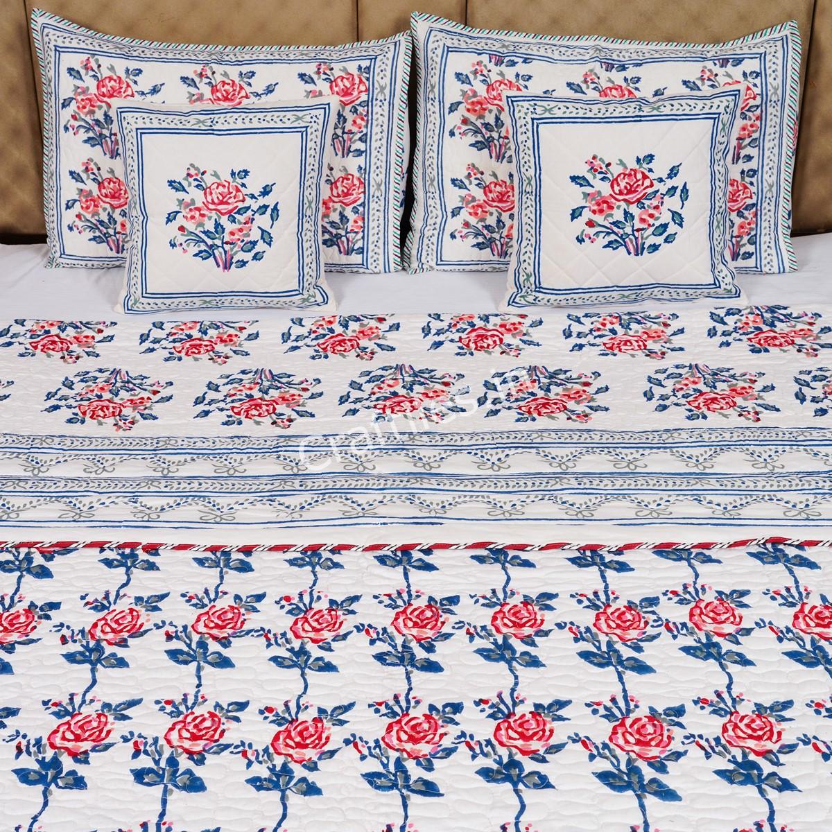 Craftiles -Roseland Jaipuri Handblock Printed Reversible Comforter by Jaipurdharohar - AC Quilt | Comforter | Bedcover | Gudarie - Red - Image 2