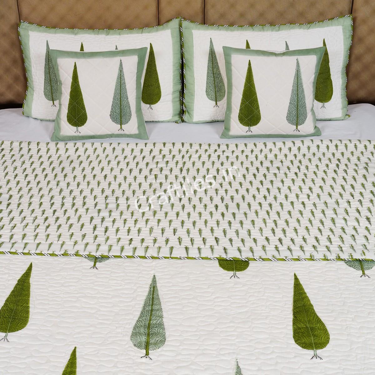 Craftiles - Tilak Jaipuri Handblock Printed Reversible Comforter by Jaipurdharohar - AC Quilt | Comforter | Bedcover | Gudarie - Green - Image 2