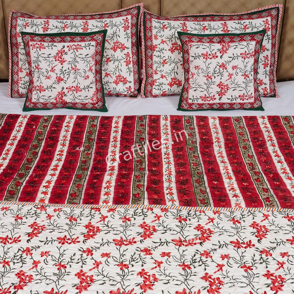 Craftiles - Straighter Jaipuri Handblock Printed Reversible Comforter by Jaipurdharohar - AC Quilt | Comforter | Bedcover | Gudarie - Red - Image 2