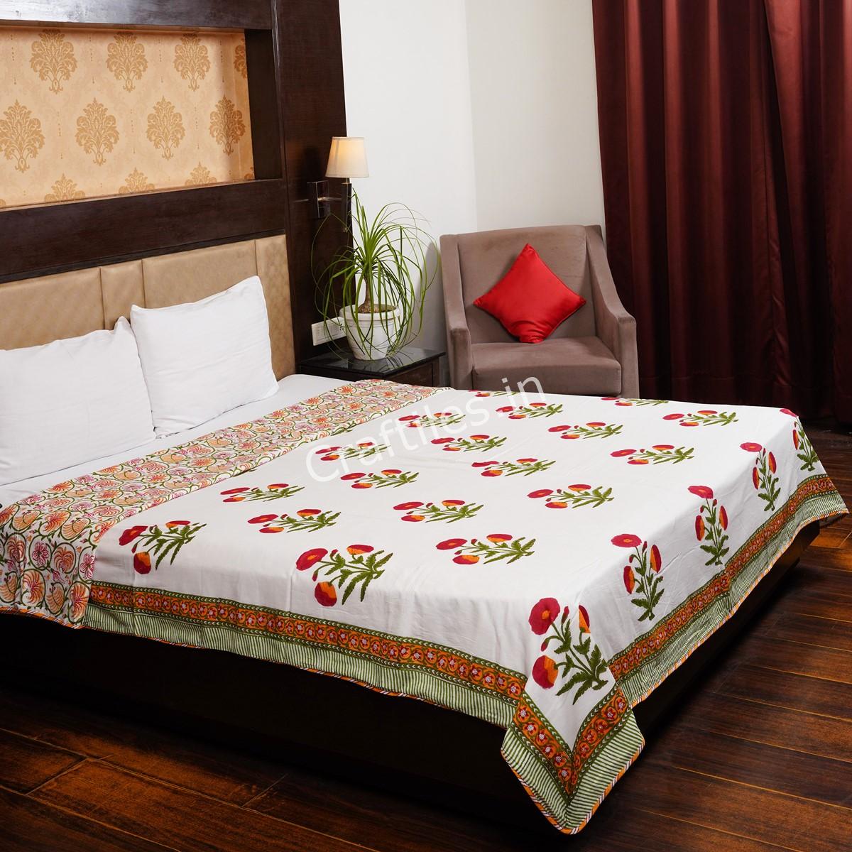 Craftiles – Bookey Jaipuri Handblock Printed Reversible Dohar By Jaipur Dharohar – Red - Image 2