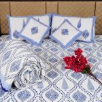 Craftiles - BS1125 Chinaar Jaipuri Handblock Printed Bedding Set by Jaipur dharohar for Home and Wedding Gift - Blue