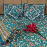 Craftiles - BS1086 Ratna Jaipuri Handblock Printed Bedding Set by Jaipur dharohar for Home and Wedding Gift - Green