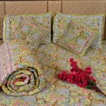 Craftiles - BS1127 Saat Kaam Jaipuri Handblock Printed Bedding Set by Jaipur dharohar for Home and Wedding Gift - Green