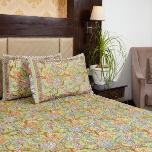 Craftiles - CF1127 Saat kaam Jaipuri Handblock Printed Reversible Comforter by Jaipurdharohar - AC Quilt | Comforter | Bedcover | Gudarie - Green