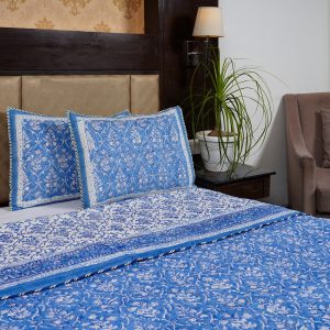Craftiles - CF1023 Danim Jaipuri Handblock Printed Reversible Comforter by Jaipurdharohar - AC Quilt | Comforter | Bedcover | Gudarie - Blue