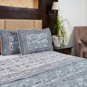 Craftiles - CF1051Q Sunflower Jaipuri Handblock Printed Reversible Comforter by Jaipurdharohar - AC Quilt | Comforter | Bedcover | Gudarie - Gray
