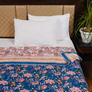 Craftiles – DH1103 Ratna Jaipuri Handblock Printed Reversible Dohar By Jaipur Dharohar – Blue