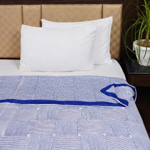 Craftiles – DH1014 Square Jaipuri Handblock Printed Reversible Dohar By Jaipur Dharohar – Blue