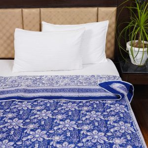 Craftiles – DH1062Q Indigo Jaipuri Handblock Printed Reversible Dohar By Jaipur Dharohar – Blue