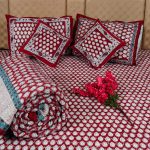 Craftiles - BS1145 Booti Jaipuri Handblock Printed Bedding Set by Jaipur dharohar for Home and Wedding Gift - Red
