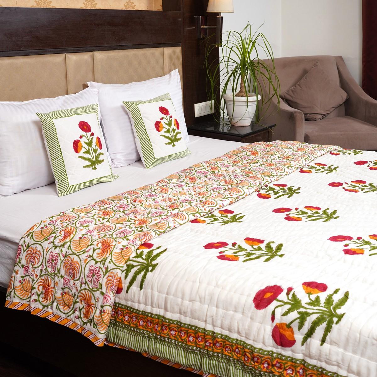 Craftiles - Bookey Jaipuri Handblock Printed Reversible Jaipuri Quilt by Jaipurdharohar - Red - Image 3