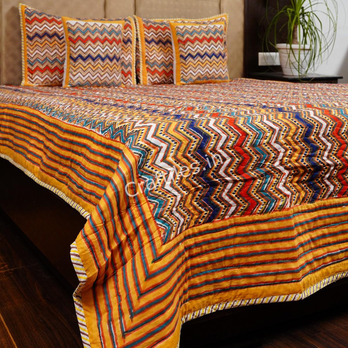 Craftiles - CF1155 ZigZag Jaipuri Handblock Printed Reversible Comforter by Jaipurdharohar - AC Quilt | Comforter | Bedcover | Gudarie - Red - Image 3