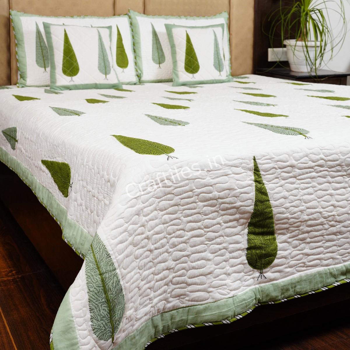 Craftiles - Tilak Jaipuri Handblock Printed Reversible Comforter by Jaipurdharohar - AC Quilt | Comforter | Bedcover | Gudarie - Green - Image 3