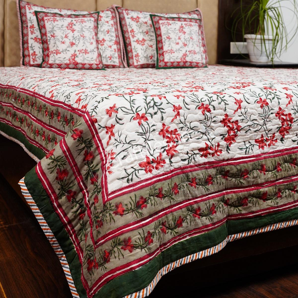 Craftiles - Straighter Jaipuri Handblock Printed Reversible Comforter by Jaipurdharohar - AC Quilt | Comforter | Bedcover | Gudarie - Red - Image 3