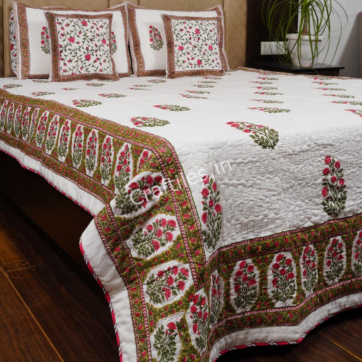 Craftiles -  Mahrab Jaipuri Handblock Printed Reversible Comforter by Jaipurdharohar - AC Quilt | Comforter | Bedcover | Gudarie - Pink - Image 3