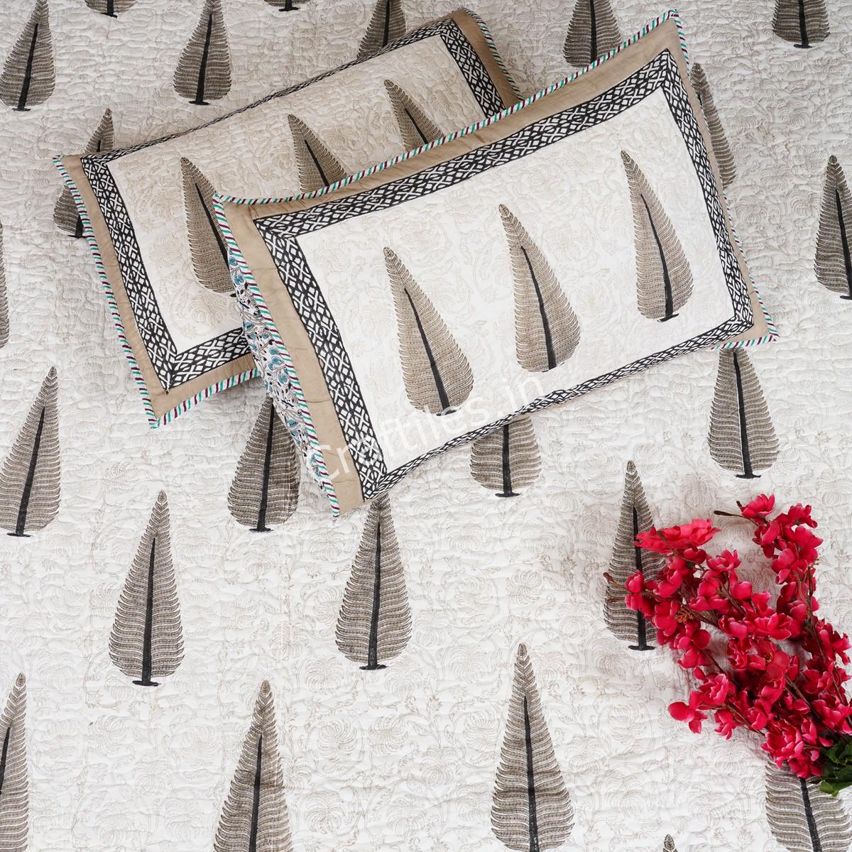 Craftiles - CF1008Q Tilak Jaipuri Handblock Printed Reversible Comforter by Jaipurdharohar - AC Quilt | Comforter | Bedcover | Gudarie - Brown