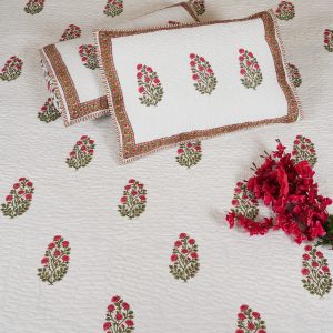 Craftiles - CF1057 Mahrab Jaipuri Handblock Printed Reversible Comforter by Jaipurdharohar - AC Quilt | Comforter | Bedcover | Gudarie - Pink