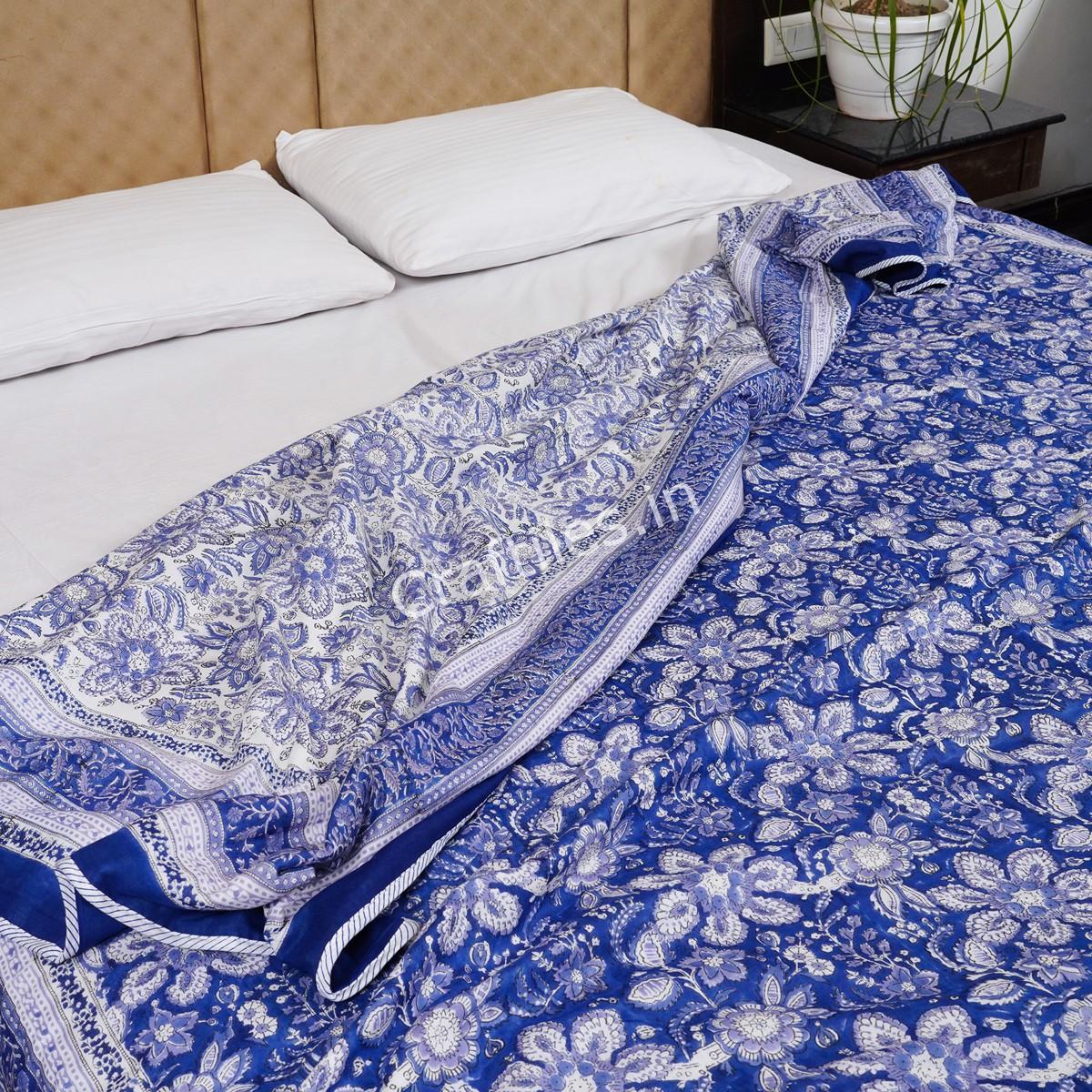 Craftiles – Indigo Jaipuri Handblock Printed Reversible Dohar By Jaipur Dharohar – Blue - Image 3