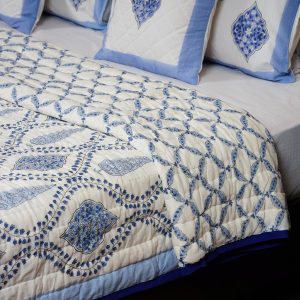 Craftiles - QL1125 Amber Jaipuri Handblock Printed Reversible Jaipuri Quilt by Jaipurdharohar - Blue