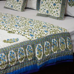 Craftiles - QL1057Q Mahrab Jaipuri Handblock Printed Reversible Jaipuri Quilt by Jaipurdharohar - Green