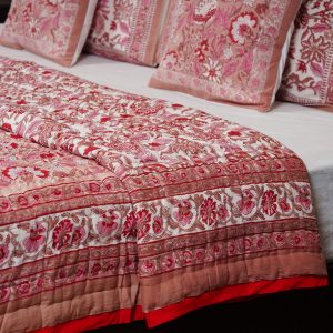 Craftiles - QL1137 Flax Jaipuri Handblock Printed Reversible Jaipuri Quilt by Jaipurdharohar - Red