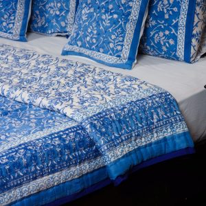 Craftiles - QL1023 Danim Jaipuri Handblock Printed Reversible Jaipuri Quilt by Jaipurdharohar - Blue