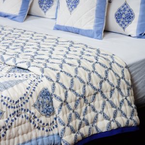 Craftiles - QL1125 Amber Jaipuri Handblock Printed Reversible Jaipuri Quilt by Jaipurdharohar - Blue