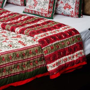 Craftiles - QL1093 Straighter Jaipuri Handblock Printed Reversible Jaipuri Quilt by Jaipurdharohar - Red