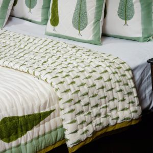 Craftiles - QL1008S Tilak Jaipuri Handblock Printed Reversible Jaipuri Quilt by Jaipurdharohar - Green