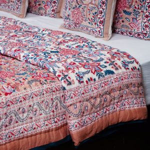 Craftiles - QL1122 Saat Kaam Jaipuri Handblock Printed Reversible Jaipuri Quilt by Jaipurdharohar - Red