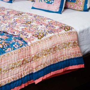Craftiles - QL1103 Ratna Jaipuri Handblock Printed Reversible Jaipuri Quilt by Jaipurdharohar - Blue