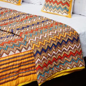 Craftiles - QL1155 Zigzag Jaipuri Handblock Printed Reversible Jaipuri Quilt by Jaipurdharohar - Yellow