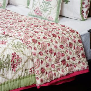 Craftiles - QL1143 Hawamahal Jaipuri Handblock Printed Reversible Jaipuri Quilt by Jaipurdharohar - Red