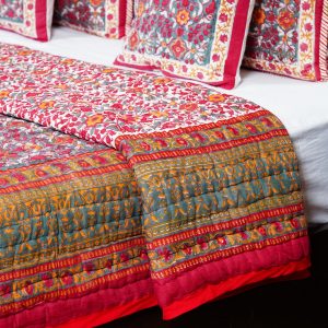 Craftiles - QL1133 Brodux Jaipuri Handblock Printed Reversible Jaipuri Quilt by Jaipurdharohar - Red