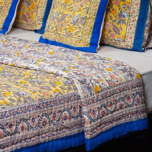 Craftiles - QL1135 Theme Jaipuri Handblock Printed Reversible Jaipuri Quilt by Jaipurdharohar - Yellow