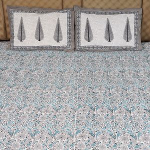 Craftiles® BD1008 Tilak Boota Jaipuri Handblock Printed Cotton Bedsheet with 2 Pillow Covers by Jaipur Dharohar - Brown