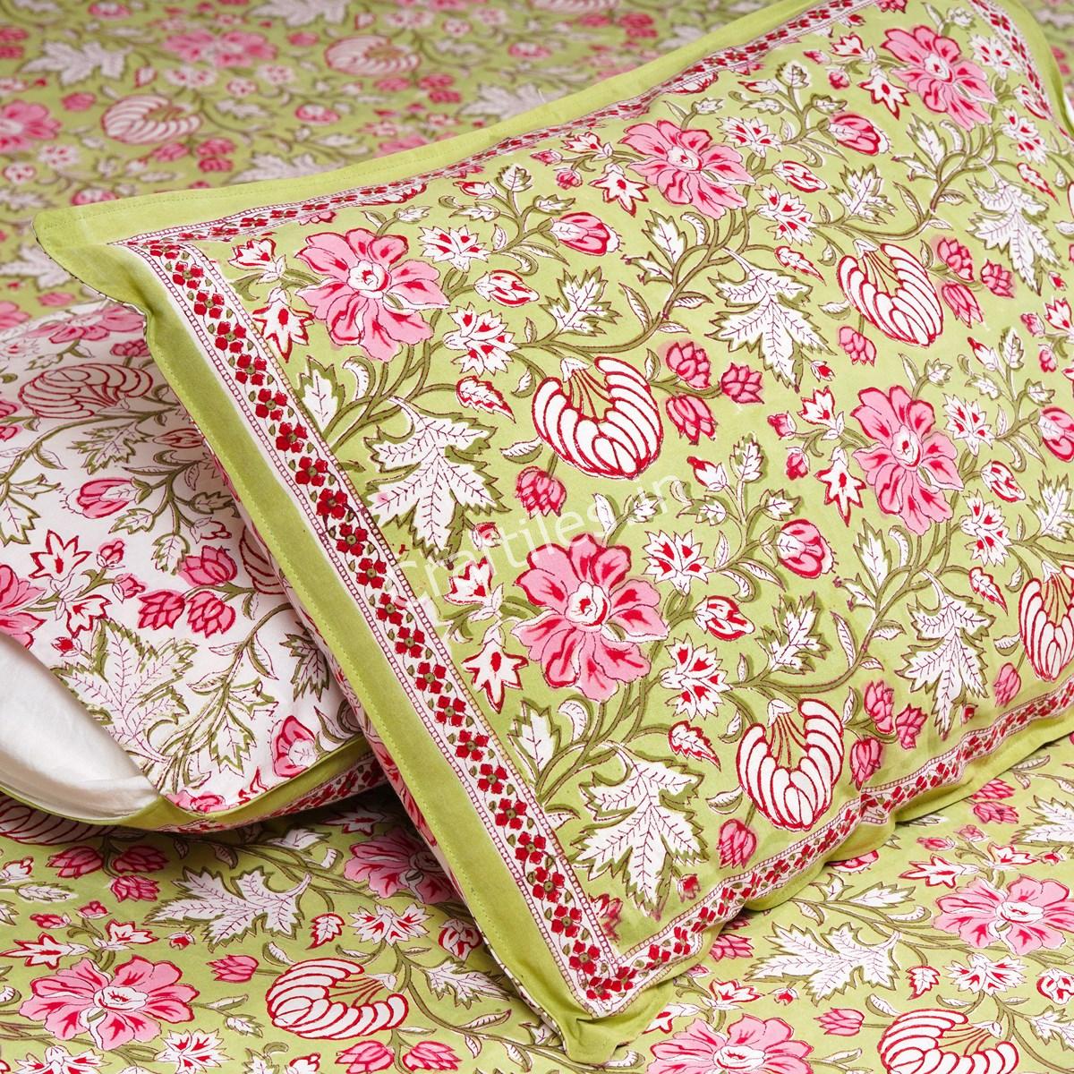 Craftiles® BD1114 Birla Jaipuri Handblock Printed Cotton Bedsheet with 2 Pillow Covers by Jaipur Dharohar - Blue