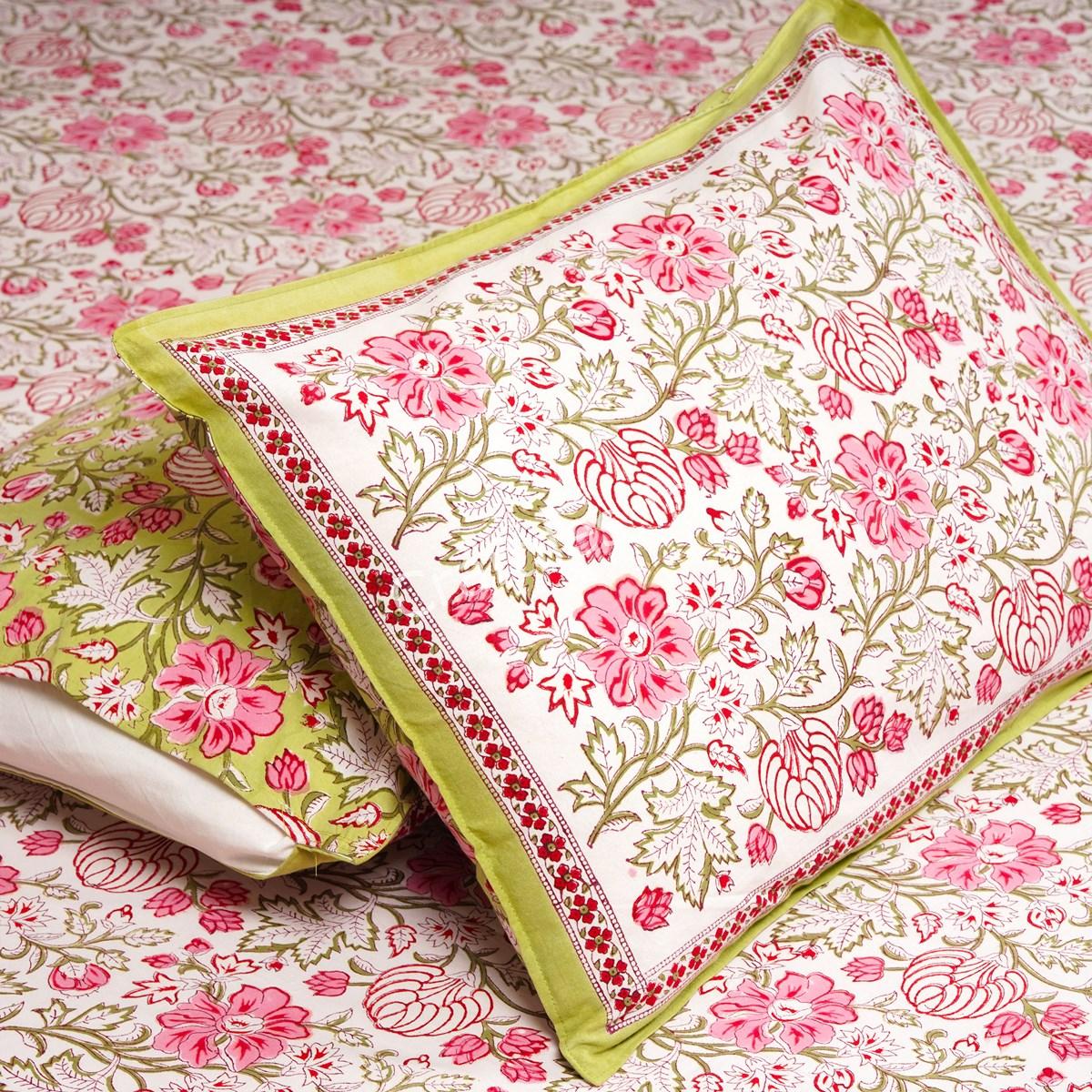 Craftiles® Birla Jaipuri Handblock Printed Cotton Bedsheet with 2 Pillow Covers by Jaipur Dharohar - Green - Image 4