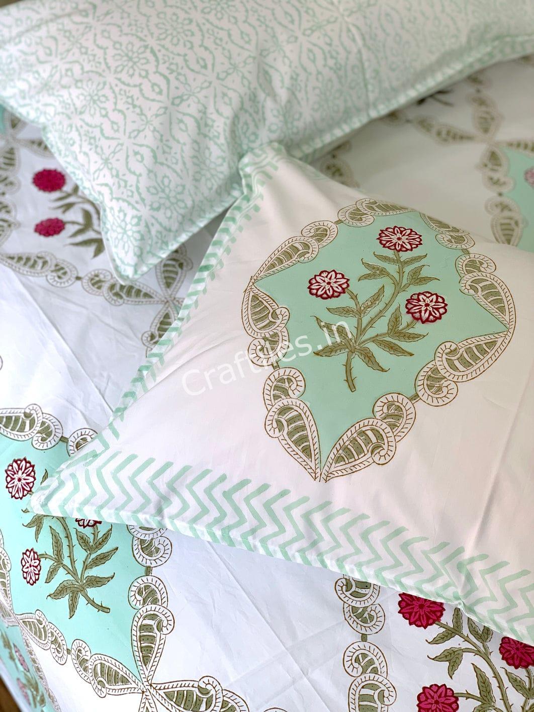 Craftiles® Premium Parcale Cotton Jaipuri Handblock Printed Bedsheet with 2 Pillow Covers by Jaipur Dharohar