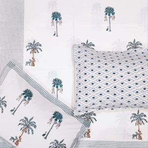 Craftiles® BD1301 Jaipuri Handblock Printed Cotton Bedsheet with 2 Pillow Covers by Jaipur Dharohar