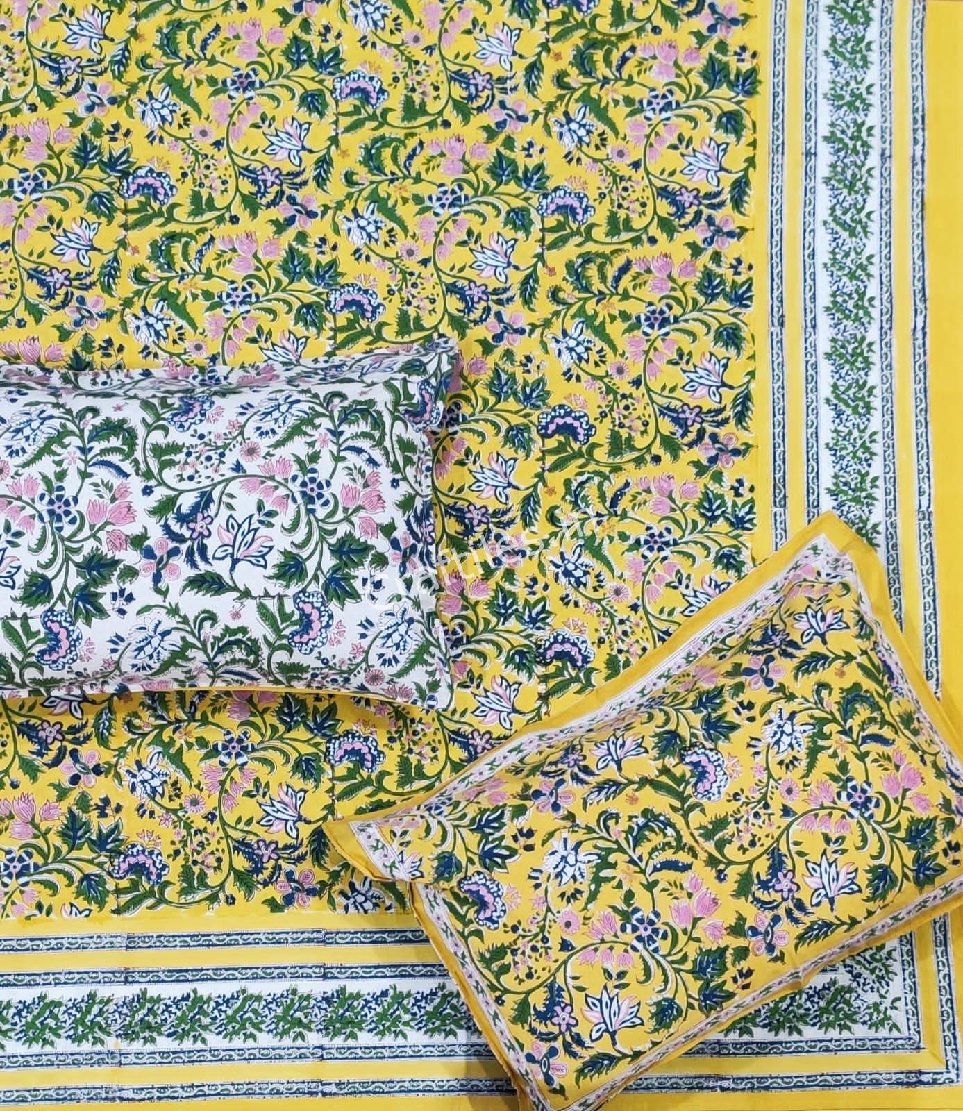 Craftiles® BD9000 All New Designs for Jaipuri Handblock Printed Cotton Bedsheet with 2 Pillow Covers by Jaipur Dharohar - Image 7