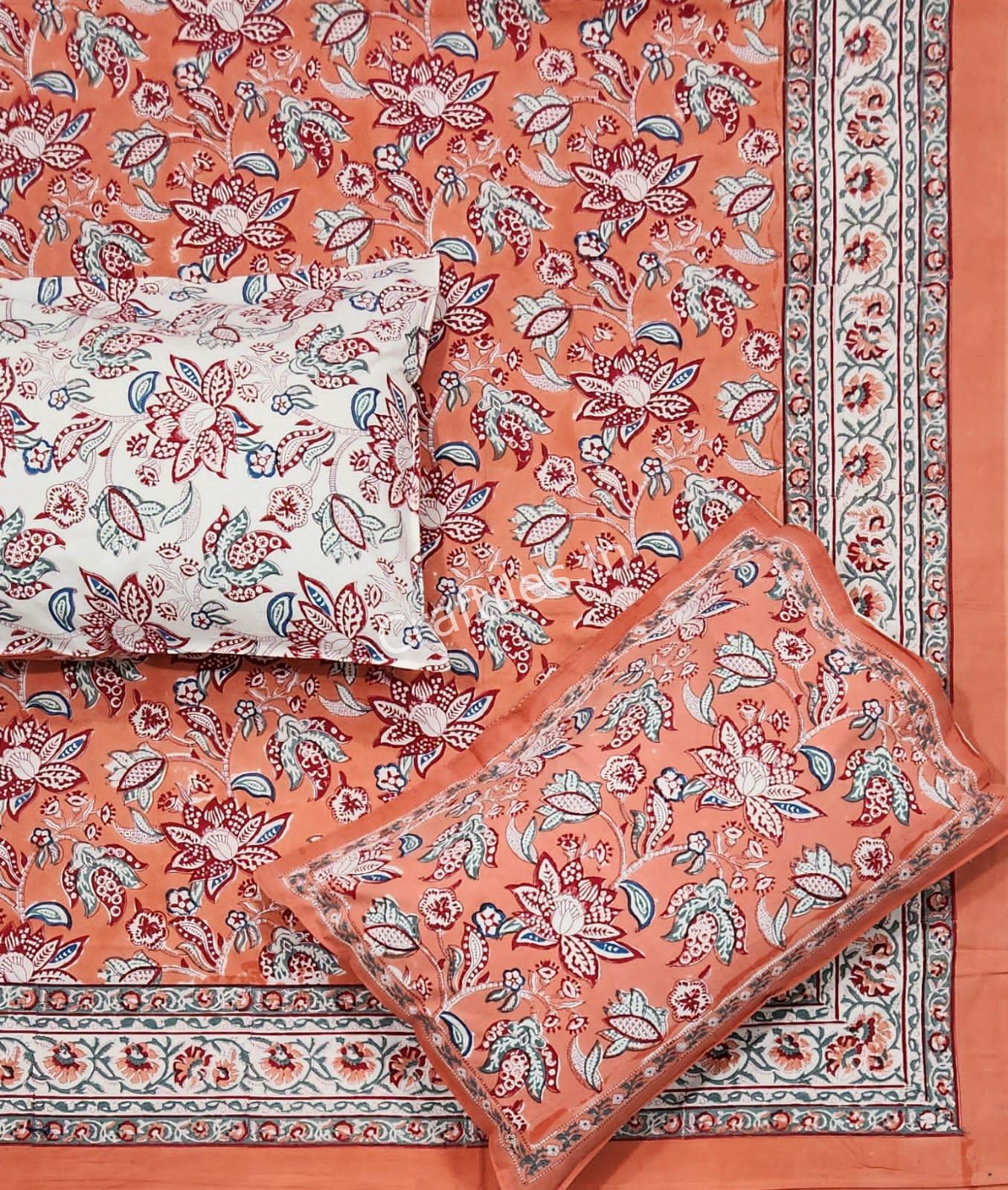 Craftiles® BD9000 All New Designs for Jaipuri Handblock Printed Cotton Bedsheet with 2 Pillow Covers by Jaipur Dharohar - Image 10