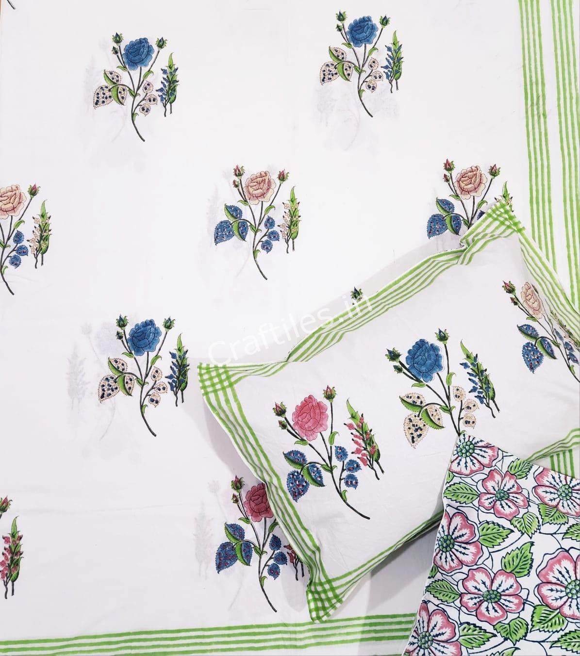 Craftiles® BD9000 All New Designs for Jaipuri Handblock Printed Cotton Bedsheet with 2 Pillow Covers by Jaipur Dharohar - Image 13