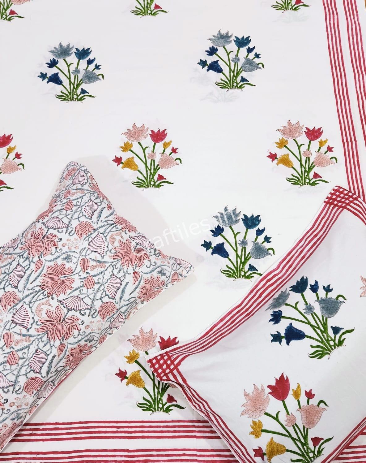 Craftiles® BD9000 All New Designs for Jaipuri Handblock Printed Cotton Bedsheet with 2 Pillow Covers by Jaipur Dharohar - Image 14